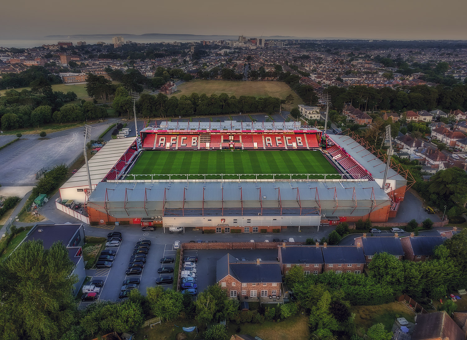 Vista aérea do Estádio Vitality Stadium, Bournemouth
